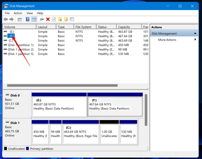 Gestion des disques Sélectionner un lecteur