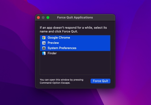 Forcer à quitter les applications sur Mac