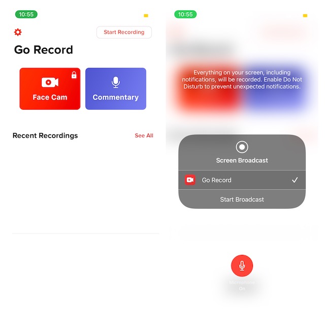 Application Go Record pour iPhone et iPad