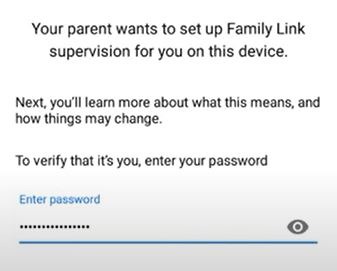 Vérification du mot de passe enfant Google Family Link