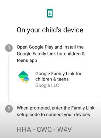 Code de configuration Google Family Link