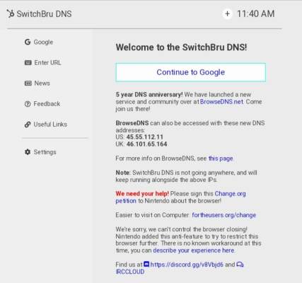 Page DNS de SwitchBru