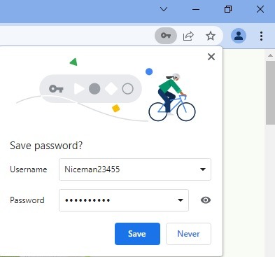 Mots de passe Navigateurs Dot Chrome Enregistrer le mot de passe