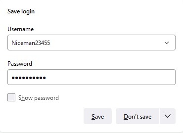 Mots de passe Navigateurs Dot Firefox Enregistrer l'option de mot de passe