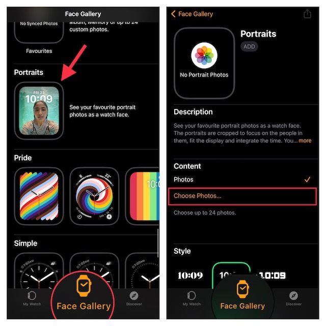 Configurer le cadran Portraits Watch sur Apple Watch