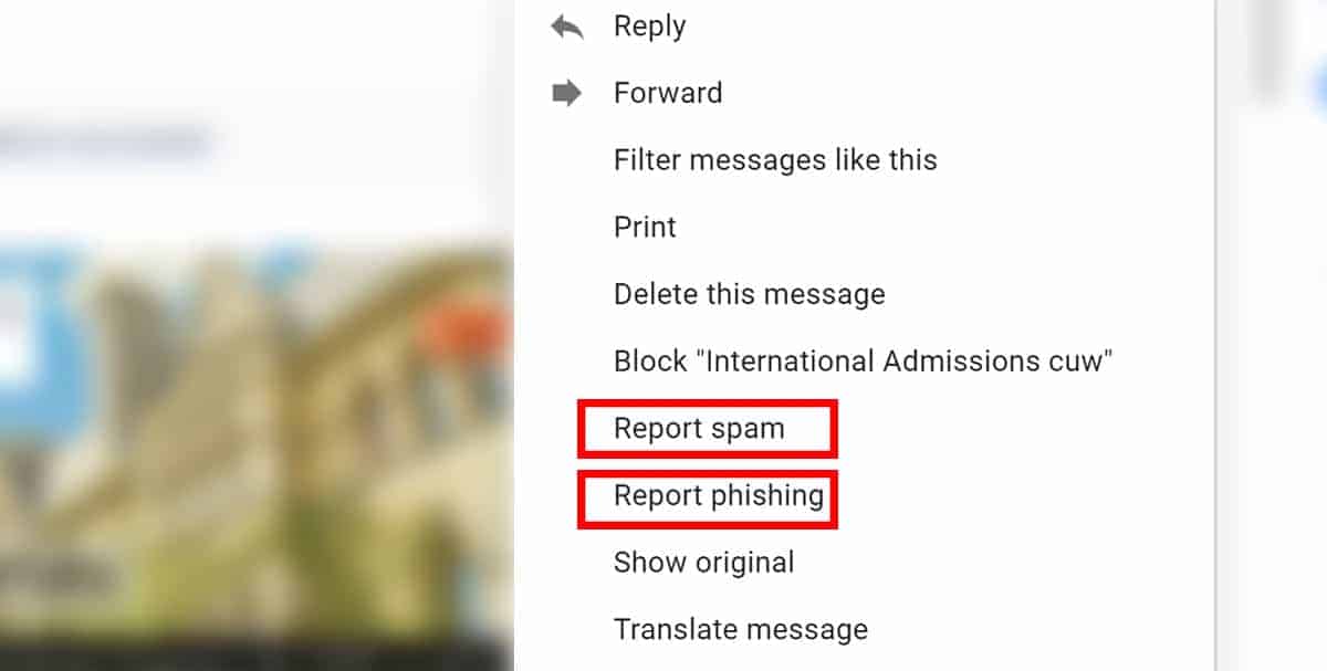 signaler un spam ou un hameçonnage dans un e-mail