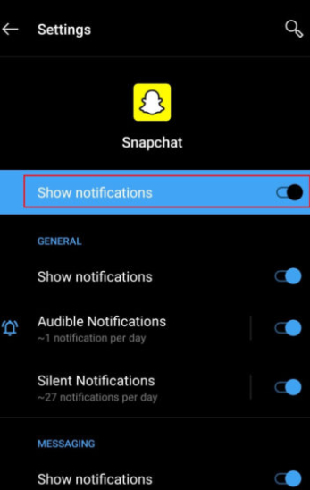 Les notifications Snapchat ne fonctionnent pas