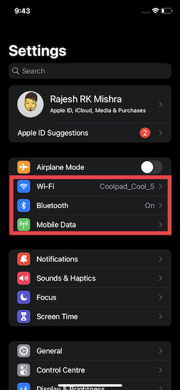 Activer/désactiver le Wi-Fi et le Bluetooth sur l'iPhone 