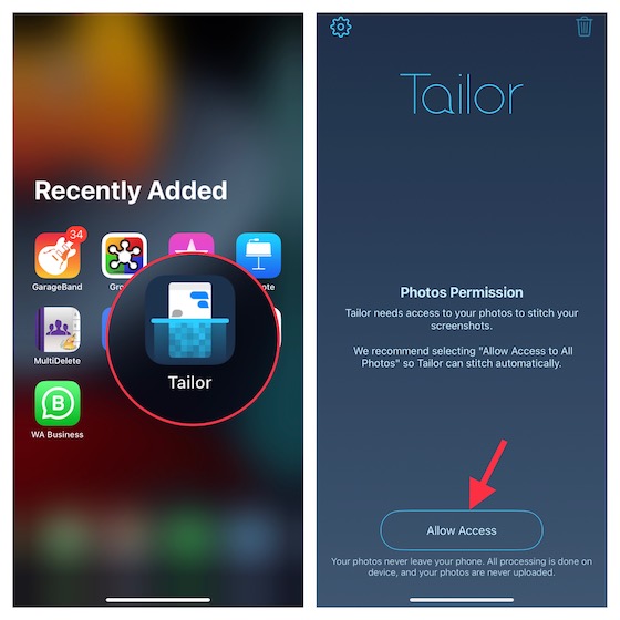 Utilisez Tailor pour prendre une capture d'écran défilante sur iPhone