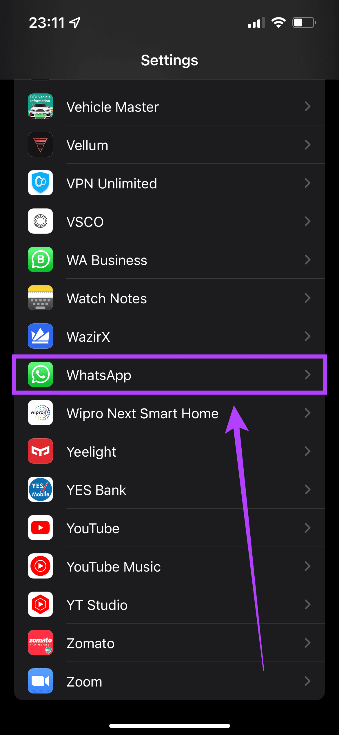 WhatsApp reconnectant les paramètres de problème