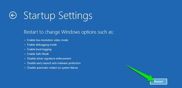 Redémarrage en mode sans échec de Windows-10