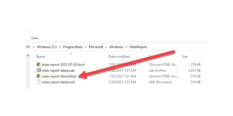 Rapport WLAN Windows html