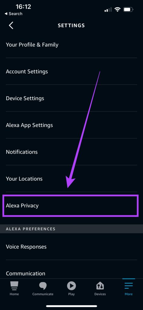 Paramètres de confidentialité Alexa
