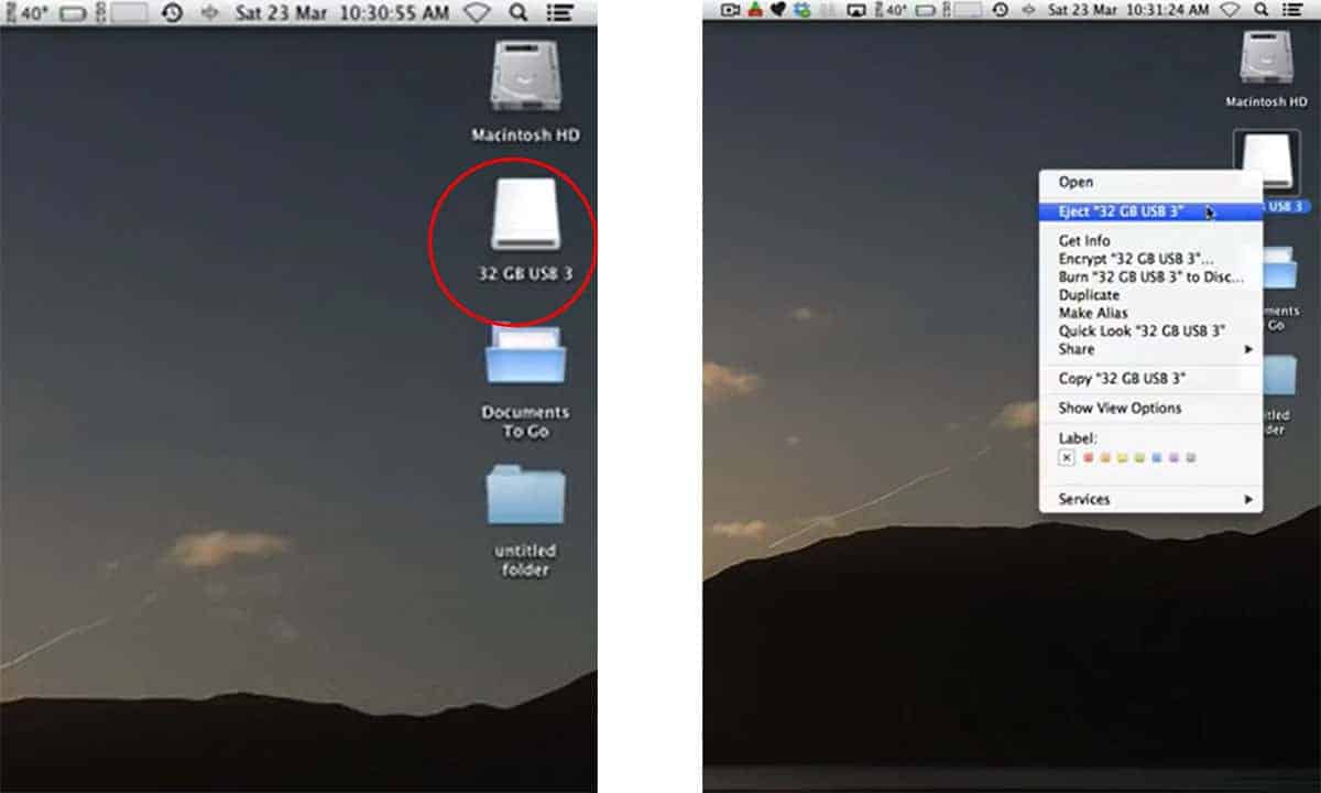 Éjecter en toute sécurité l'USB du Mac - connecter l'usb