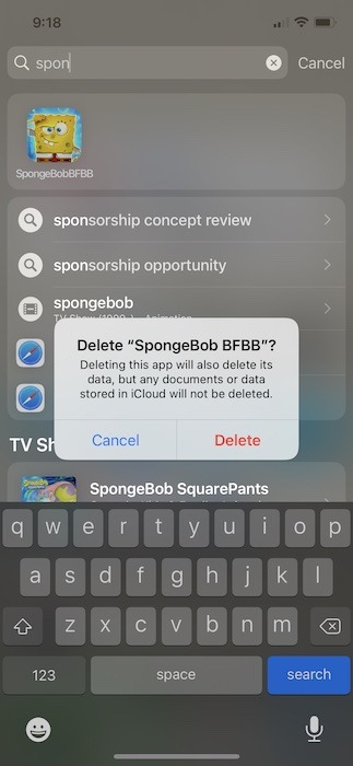 Supprimer les applications cachées Iphone Spotlight Supprimer 2