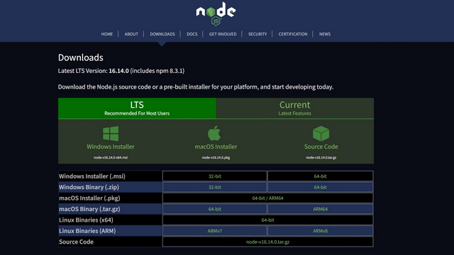 télécharger nodejs