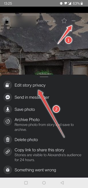Facebook Stories Mobile Modifier la confidentialité des histoires publiées