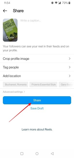 Écran de publication vocale Instagram Reels