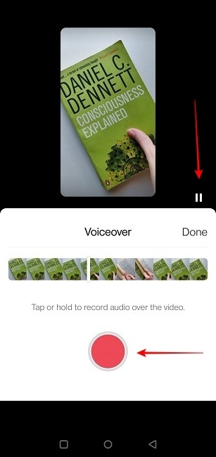 Instagram Reels Voice Démarrer l'enregistrement Voiceover Pause