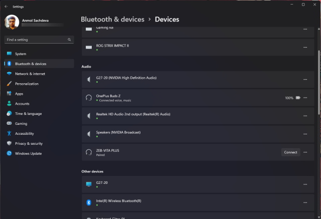 liste des appareils Bluetooth couplés - Windows 11