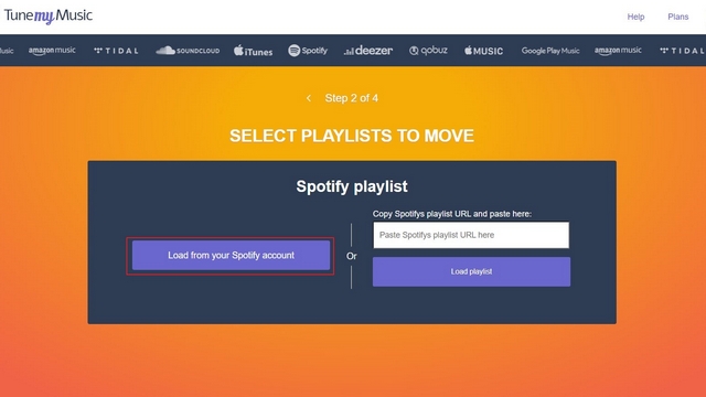 charger depuis votre compte Spotify pour transférer des listes de lecture Spotify