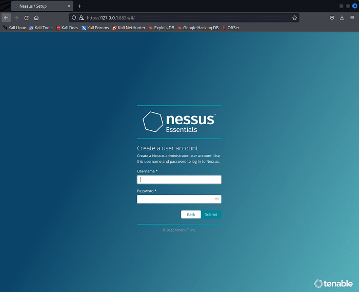 Créer un compte utilisateur Nessus