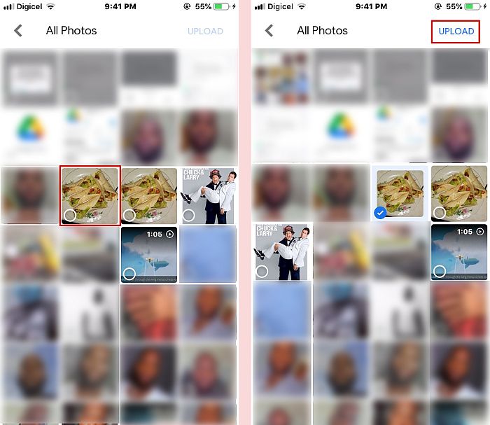 Choisir des photos et les télécharger sur Google Drive dans iOS