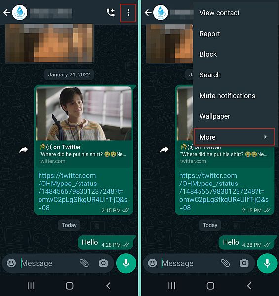 Accéder à plus d'options de chat sur WhatsApp