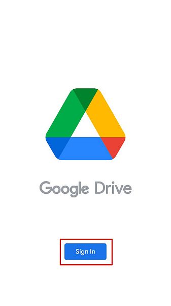 Page de connexion à Google Drive dans iOS