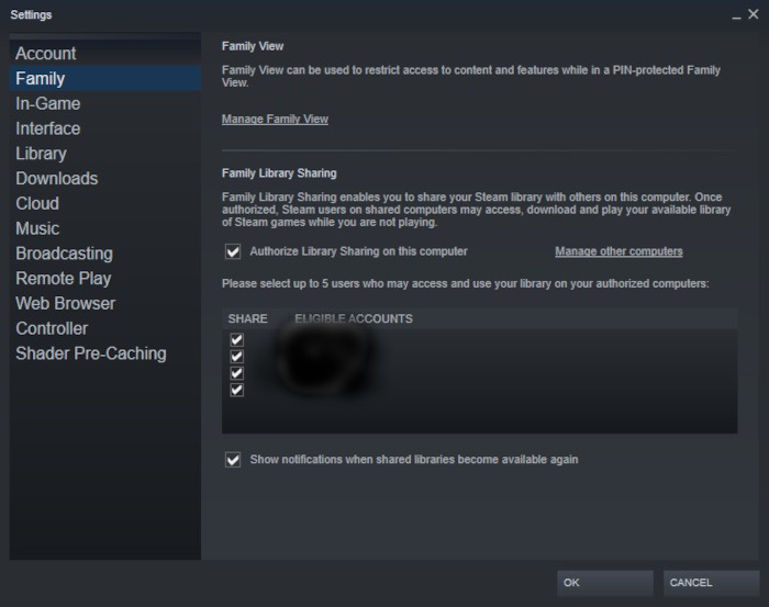 Paramètres de partage familial Steam en toute sécurité 2