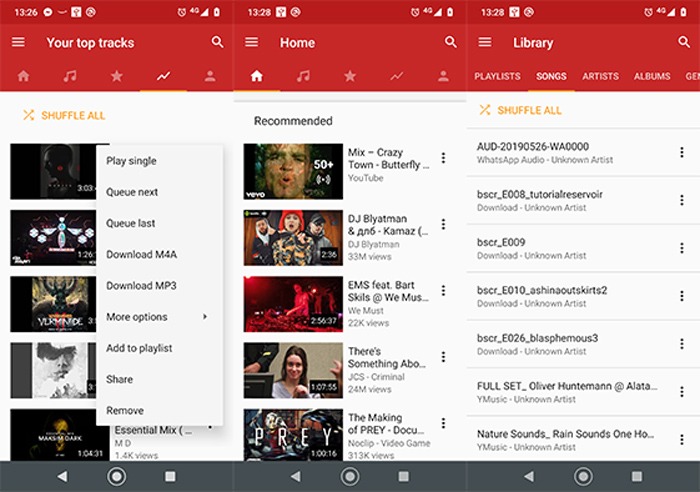 Applications YouTube tierces Ymusic