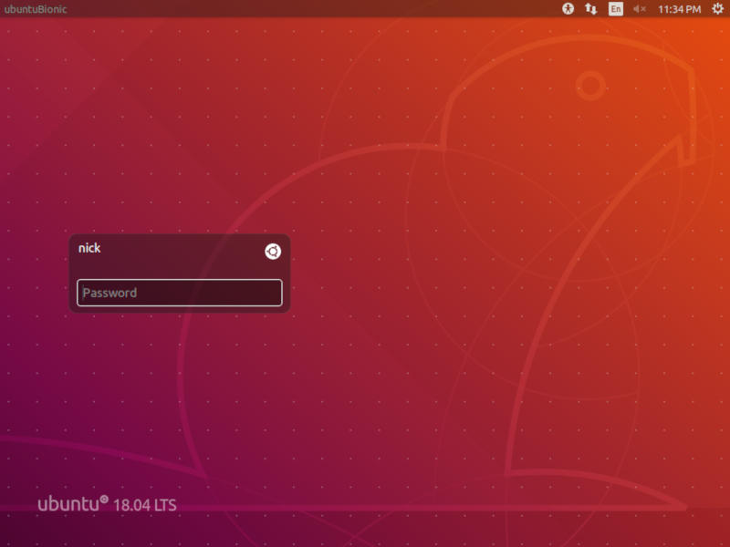 Écran de connexion Ubuntu