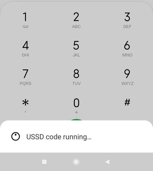 Appuyez sur le bouton d'appel et le code USSD commencera à se charger.