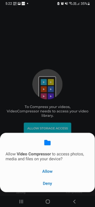 Compresseur vidéo Autoriser les autorisations