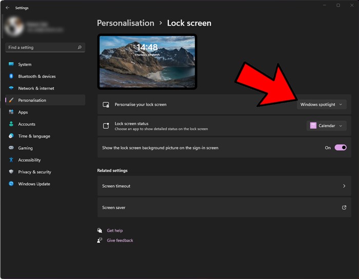 Changer l'image de l'écran de verrouillage Windows 11 Fenêtre de l'écran de verrouillage