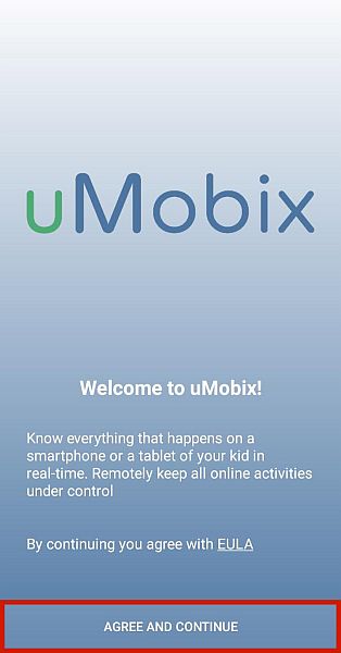 Écran de bienvenue uMobix