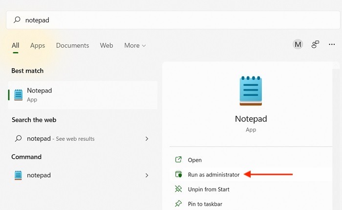 Fichiers batch Bloc-notes Windows11 Ouvrir en tant qu'administrateur 1