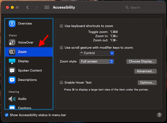 Désactiver les raccourcis clavier pour zoomer sur Mac