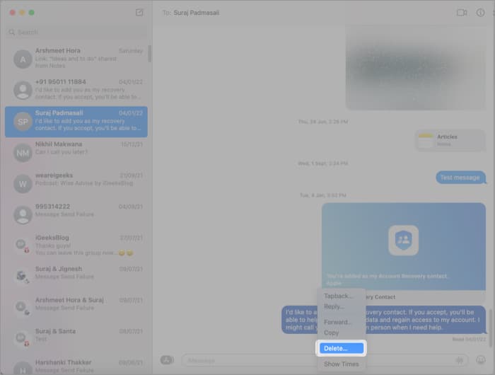 Supprimer des messages ou des pièces jointes sur Mac