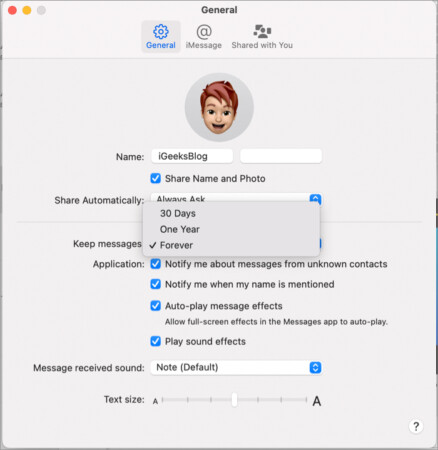 Auto - supprimer les messages texte sur Mac