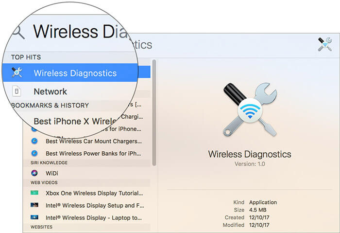 Ouvrir les diagnostics sans fil sur Mac