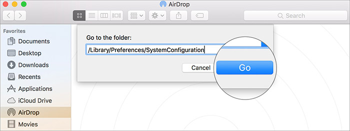 Aller à SystemConfiguration Setion sur Mac