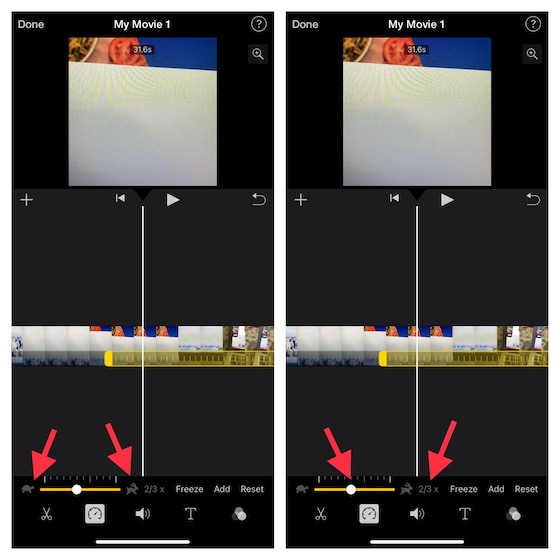 Réglage fin de la vitesse vidéo dans iMovie sur iPhone et iPad 