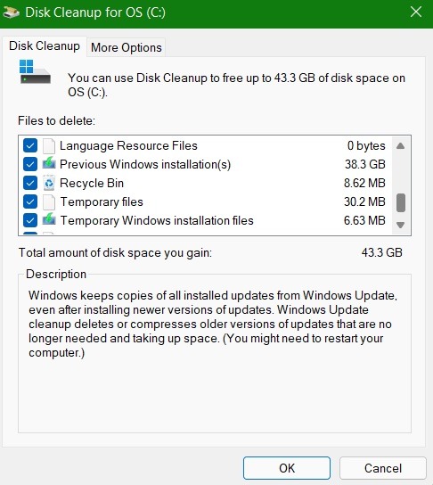 Fichiers système de nettoyage de disque High Memory Fix