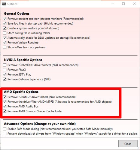 Mettre à jour les options Ddu des pilotes graphiques Amd