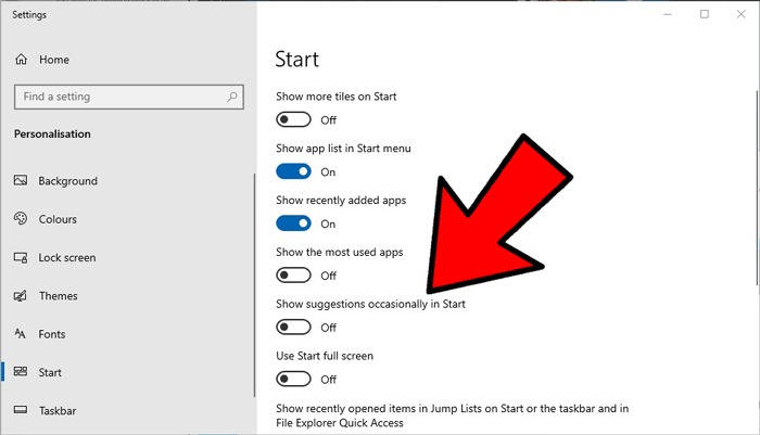 Supprimer les suggestions d'affichage de Bloatware Windows 10