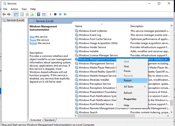 100 Utilisation du processeur Service hôte du fournisseur Windows 10 Wmi