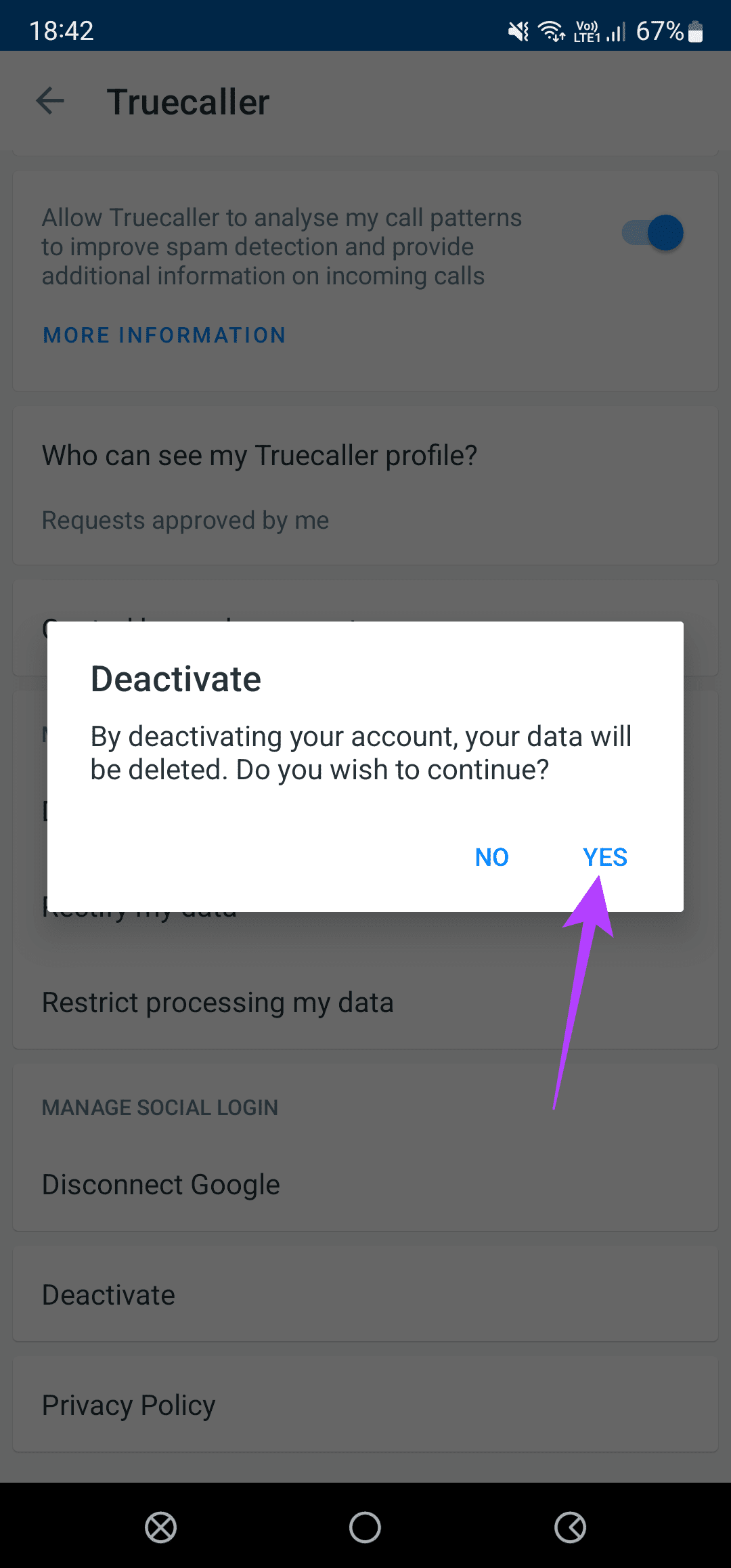 désinscrire de truecaller