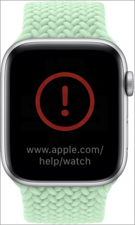 Apple Watch affiche un point d'exclamation rouge