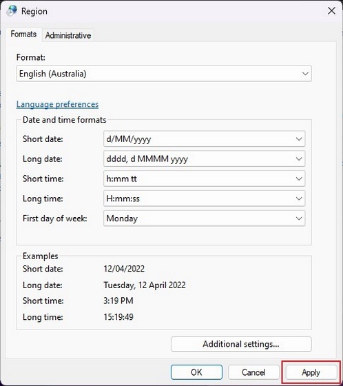 appliquer le format de date